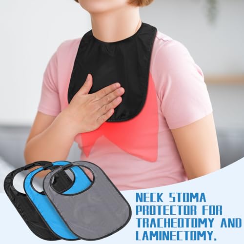 Oudain 3 Pcs Tracheostomy Shower Cover Waterproof Laryngectomy Neck Stoma Protector Breathable Adjustable Tracheotomy Cover(Black, Gray, Blue) - Image 4