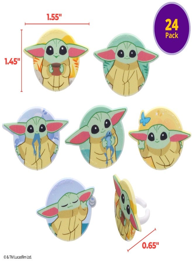 DecoPac STAR WARS The Mandalorian Cupcake Rings | 24 | STAR WARS The Mandalorian Cake Toppers Featuring Grogu, Shaped Rings, Food Safe - 24 Pack - Image 4