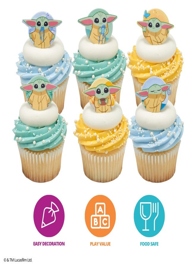 DecoPac STAR WARS The Mandalorian Cupcake Rings | 24 | STAR WARS The Mandalorian Cake Toppers Featuring Grogu, Shaped Rings, Food Safe - 24 Pack - Image 2