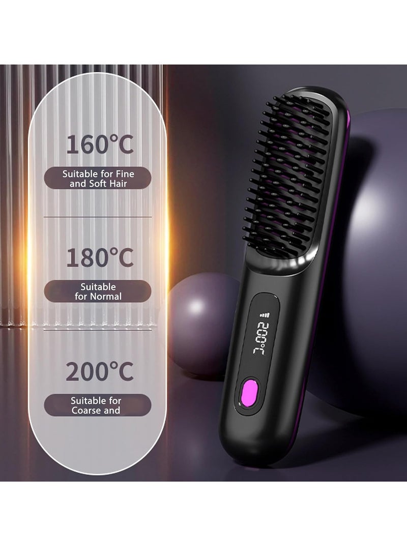 TELANPU Cordless Hair Straightener Brush, 200M Ionic Care Thermal Comb with Anti-Scald Ceramic Plate and 3 Temperature Setting, Perfect Gift for Women and Men (Upgraded) - Image 4