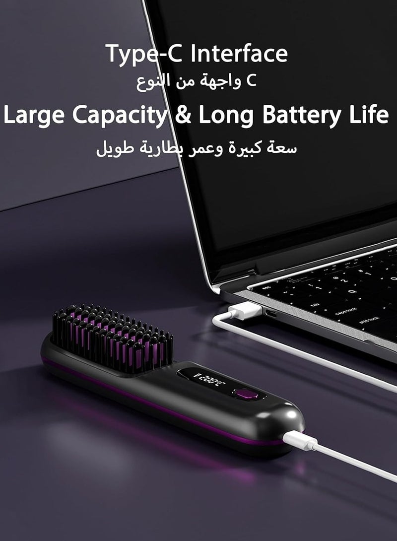 TELANPU Cordless Hair Straightener Brush, 200M Ionic Care Thermal Comb with Anti-Scald Ceramic Plate and 3 Temperature Setting, Perfect Gift for Women and Men (Upgraded) - Image 5