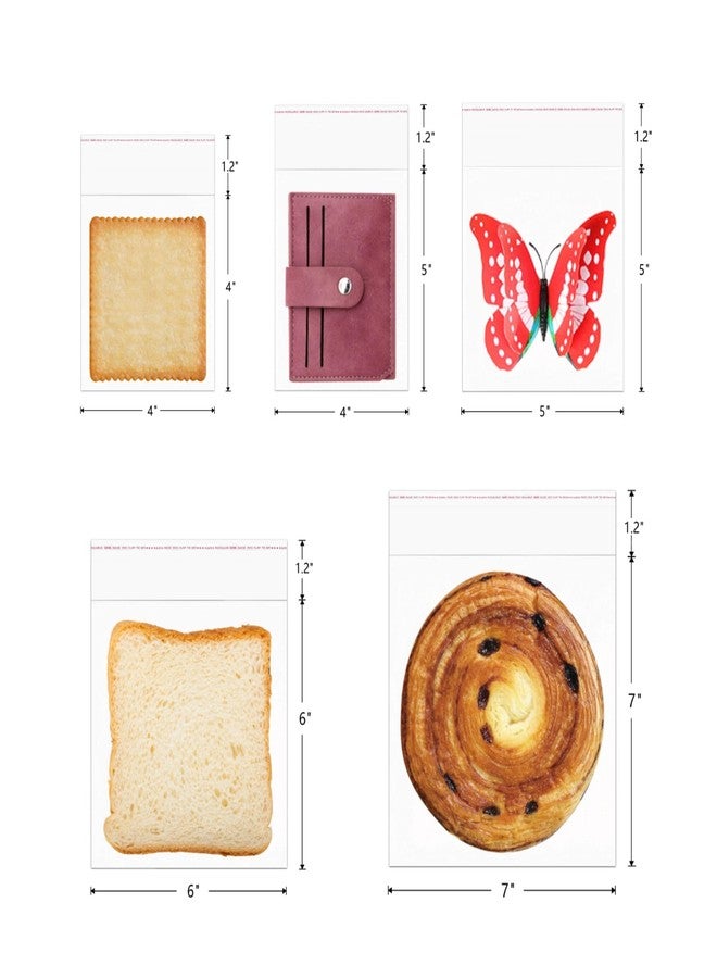 Doutop Self Sealing Cellophane Bags 7x7'' 100pcs Clear Square Self Adhesive Cello Bags 1mil Plastic OPP Glassine Tape Baggies for Bakery Cookies Jewelry Earrings Candies Bakery Gift Pizza - Image 4