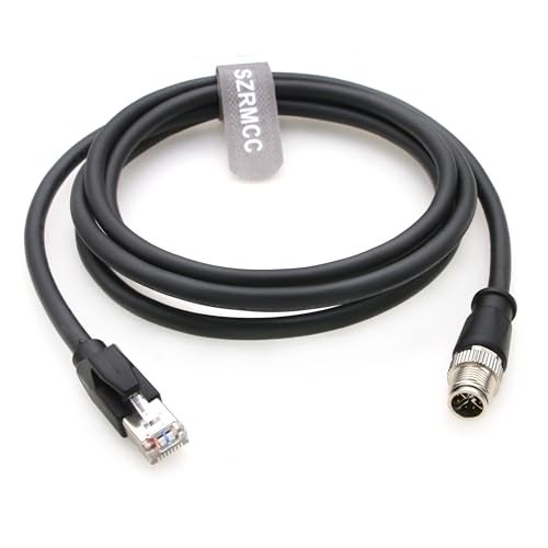 SZRMCC M12 8 Pin X-Coded Male to RJ45 Ethernet Cable Cat7e Gigabit Shielded Waterproof Network Cable for Basler GigE Cognex in-Sight Industrial Camera Vision Sensors (Black,10M) - Image 1