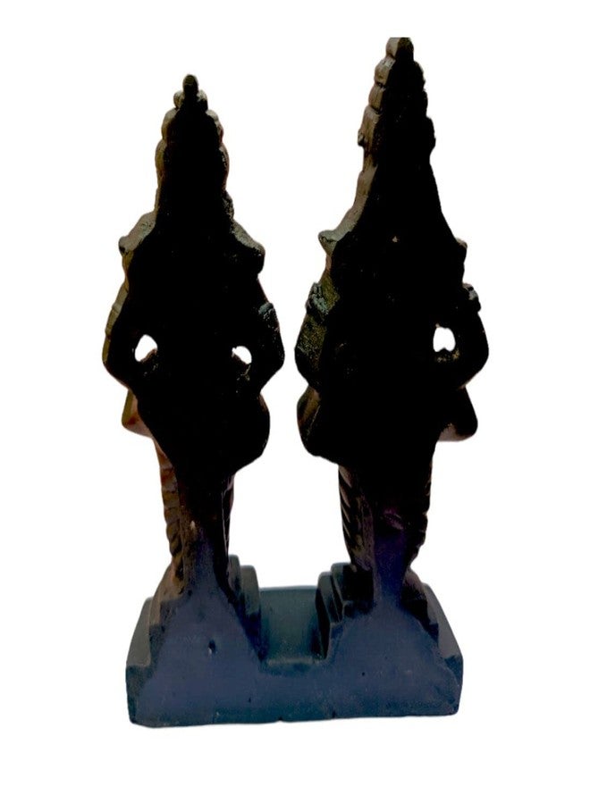EGOODZ Lord Vitthal Rakhumai Stand ldol| Statue of God Vitthal -Rukhmai, Murti for Pooja Room, Home Temple Decor & Offices Decorative Showpiece (5 Inch- Matt Black), Marble Powder - Image 5