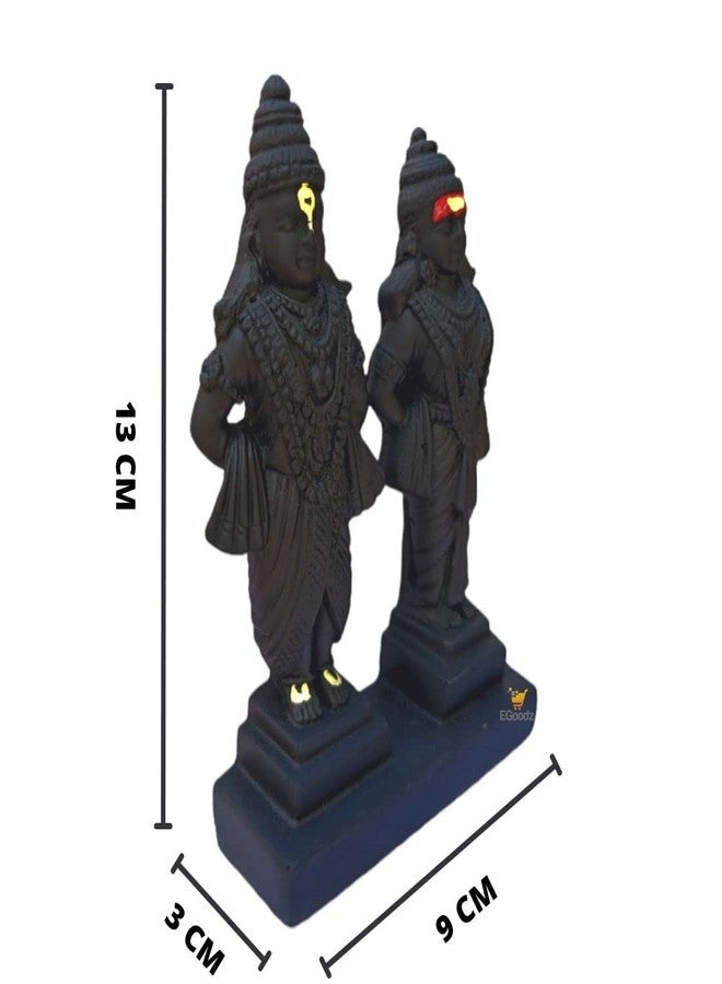EGOODZ Lord Vitthal Rakhumai Stand ldol| Statue of God Vitthal -Rukhmai, Murti for Pooja Room, Home Temple Decor & Offices Decorative Showpiece (5 Inch- Matt Black), Marble Powder - Image 1