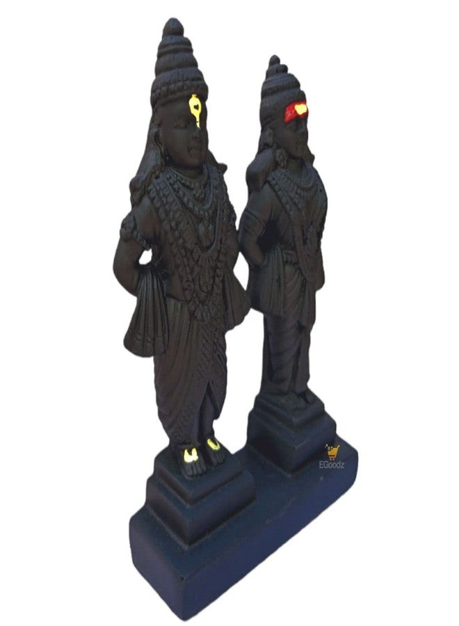 EGOODZ Lord Vitthal Rakhumai Stand ldol| Statue of God Vitthal -Rukhmai, Murti for Pooja Room, Home Temple Decor & Offices Decorative Showpiece (5 Inch- Matt Black), Marble Powder - Image 3