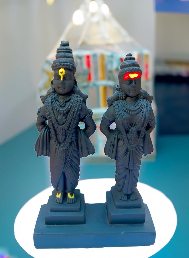 EGOODZ Lord Vitthal Rakhumai Stand ldol| Statue of God Vitthal -Rukhmai, Murti for Pooja Room, Home Temple Decor & Offices Decorative Showpiece (5 Inch- Matt Black), Marble Powder - Image 2