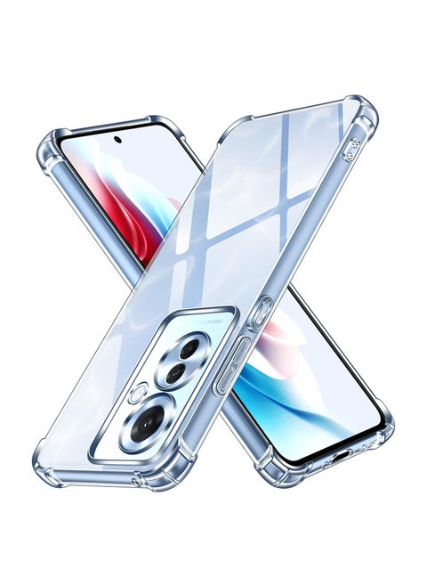 حافظة متوافقة مع حافظة السيليكون الشفاف لهاتف OPPO Reno 11F 5G مع زوايا واقية مقاومة للصدمات، حافظة هاتف محمولة رقيقة وناعمة وشفافة ومرنة من مادة TPU مقاومة للخدش