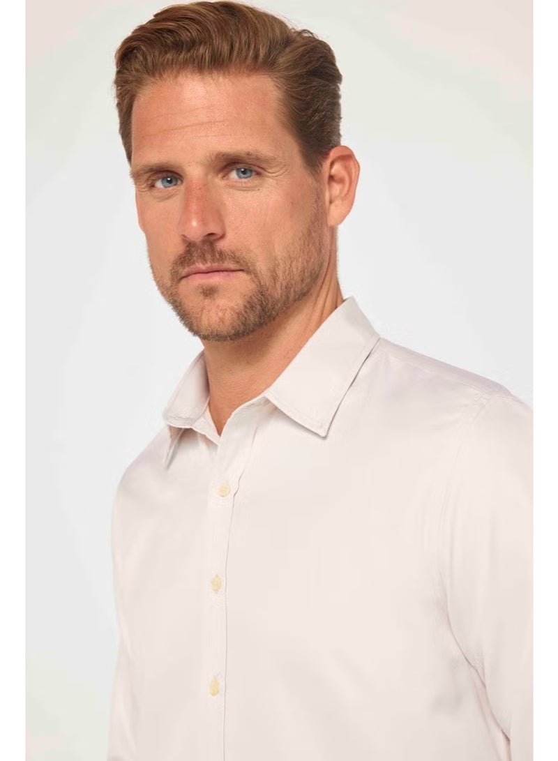 Tudors Slim Fit Long Sleeve Easy Iron Sweat Absorbent Breathable Texture Tie Four Seasons Stone Color Men's Shirt - Image 3