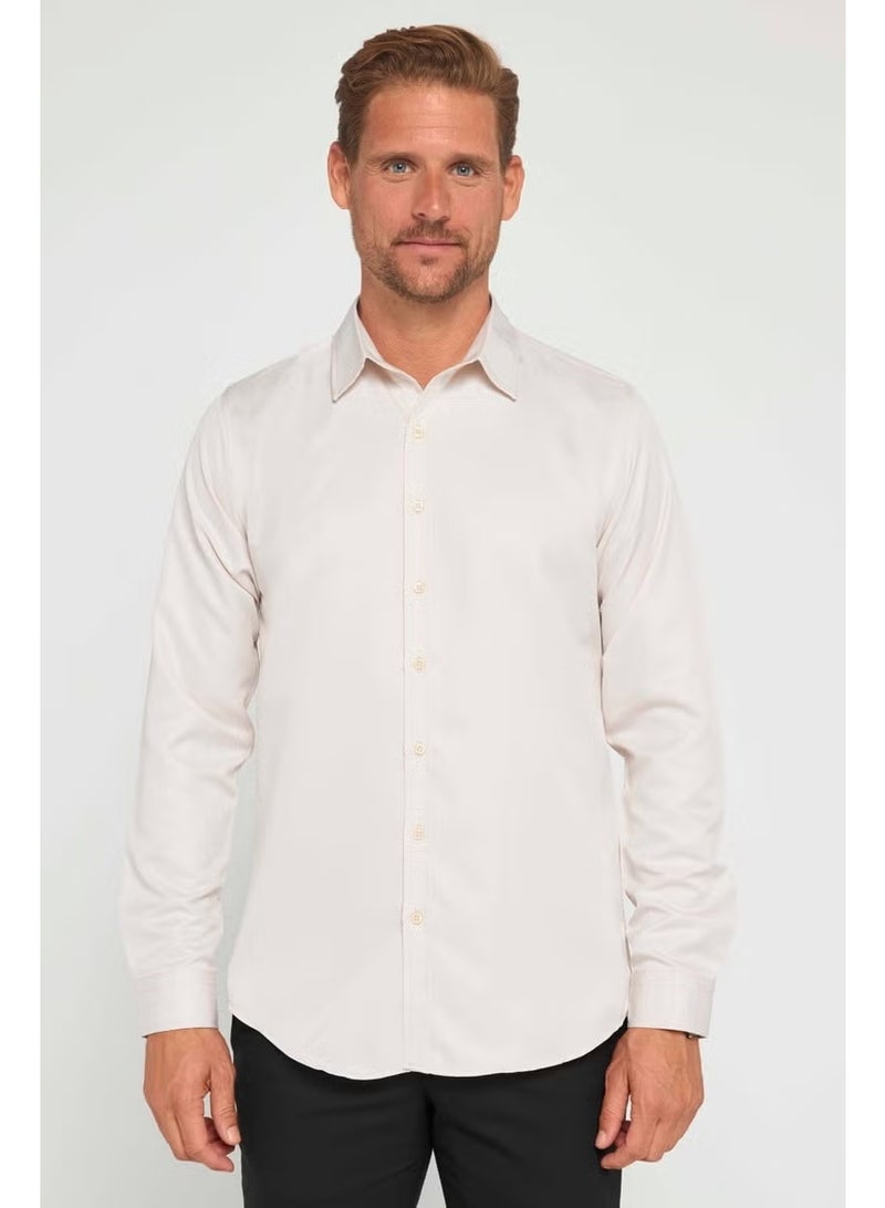 Tudors Slim Fit Long Sleeve Easy Iron Sweat Absorbent Breathable Texture Tie Four Seasons Stone Color Men's Shirt - Image 2