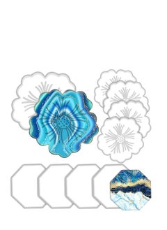 8 Pieces Coaster Silicone Resin Molds Set Include 4 Flower Tray and Octagon Epoxy Casting Mold for Making Coasters, DIY Artwork, Home Decor