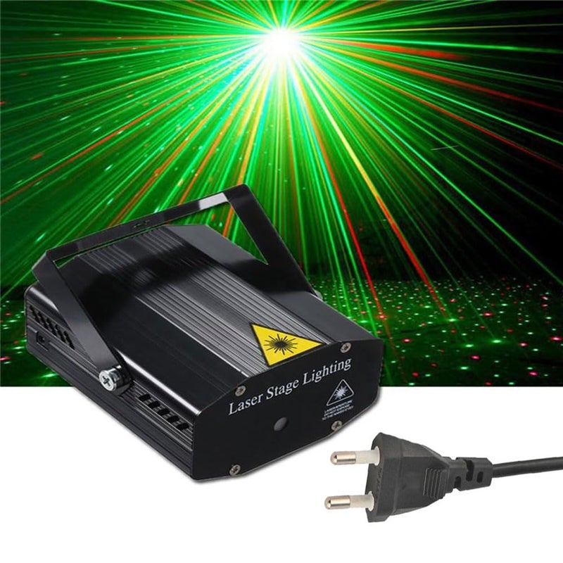 MLD أضواء الليزر ديسكو ميني إضاءة المسرح أضواء ليزر تعمل بالصوت 6 تصميم للحفلات ودي جي (أحمر/أخضر) LXB109-عبوة من -1 - Image 1