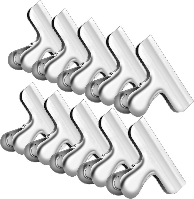 IPOW 10PCS Wide Metal Chip Clips 3 Inch, Snack Food Bag Sealing Clips, Stainless Steel Paper Clamps Heavy Duty for Kitchen Food Packages and Office - Image 1