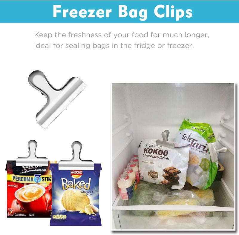 IPOW 10PCS Wide Metal Chip Clips 3 Inch, Snack Food Bag Sealing Clips, Stainless Steel Paper Clamps Heavy Duty for Kitchen Food Packages and Office - Image 5
