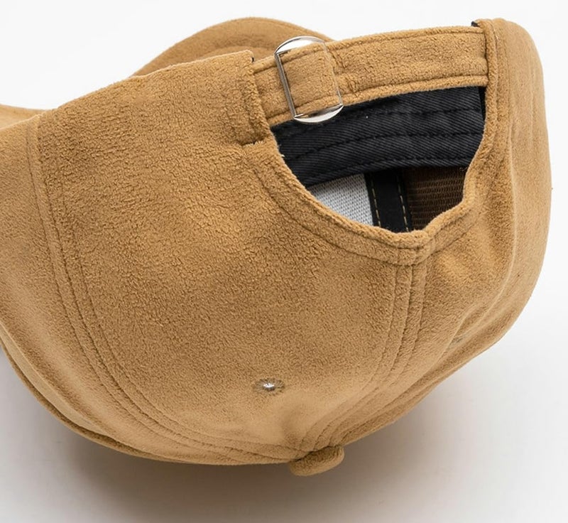 Pocadri Women Men Vintage Faux Suede Baseball Cap Classic Suede Leather Adjustable Plain Hat Fall Winter Coffee - Image 3