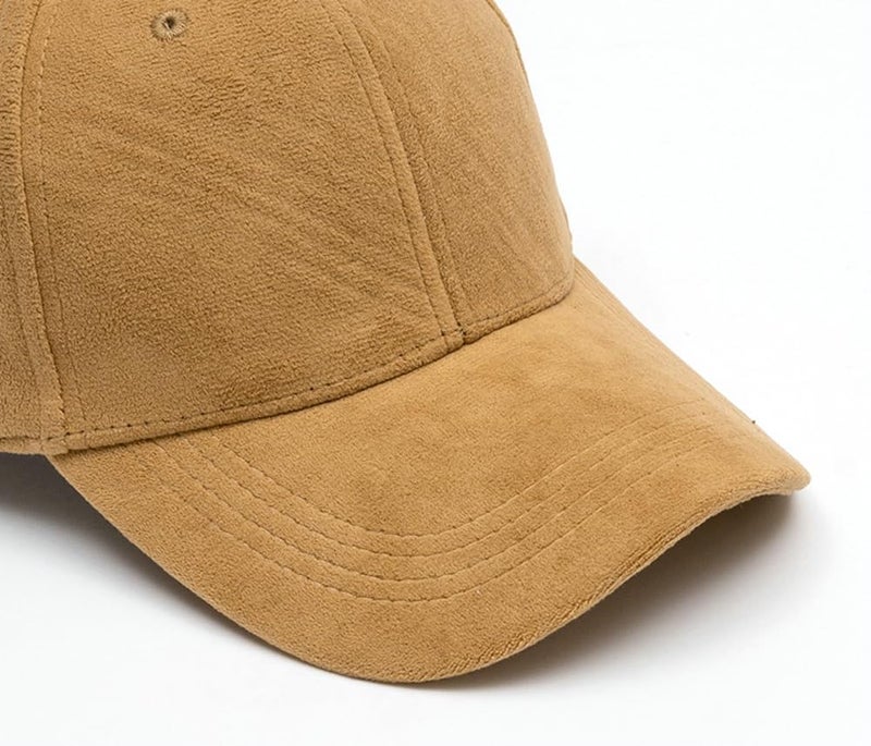 Pocadri Women Men Vintage Faux Suede Baseball Cap Classic Suede Leather Adjustable Plain Hat Fall Winter Coffee - Image 2