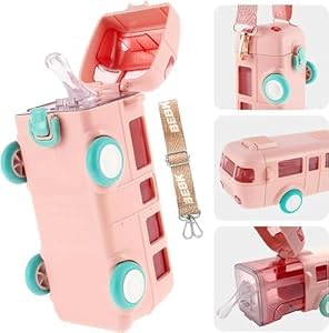 KAVANA Kids 500Ml Water Bottle With Straw For Kids Sipper Bottle For Kids OneClickOpen LeakProof Locking Flip Lid For School Picnic Travel Home Bus Shape Water Bottle - Image 4