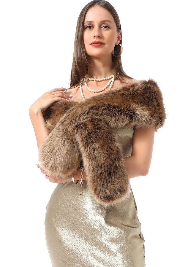 LA CARRIE Women's Faux Fur Collar Scarf Wrap Shawl Cold Winter Warmer(Racoon,XL) - Image 2