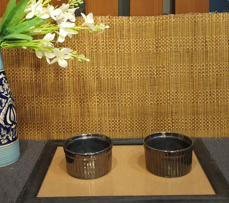Caffeine Ceramic Handmade Glossy Black Ramekins Bowl (Set of 2) - Image 1