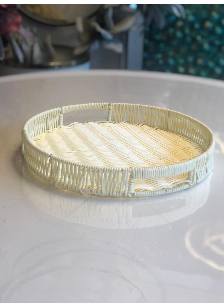 PEROTTI Synthetic Wicker Cream Round Tray 35CM  - Image 2