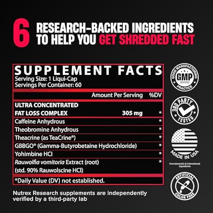 Nutrex Research Lipo-6 Black Ultra Concentrate | Thermogenic Energizing Fat Burner Supplement, Increase Weight Loss, Energy & Intense Focus |Capsule, 60Count - Image 3