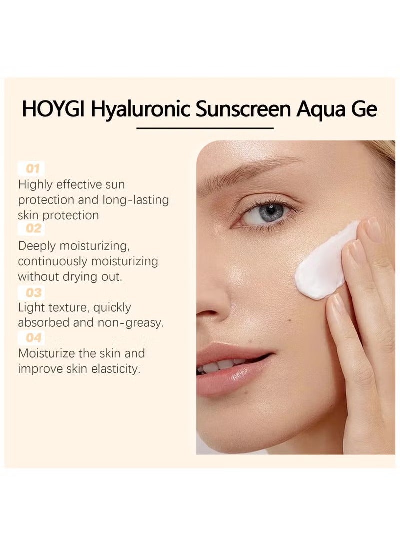 هويجي 1٪ واقي شمسي هيالورونيك أكوا هلام خفيف جداً مع SPF 50 PA +++ للطيف الواسع ، الأشعة فوق البنفسجية A ، الأشعة فوق البنفسجية B وحماية الضوء الأزرق - 50ML - Image 5