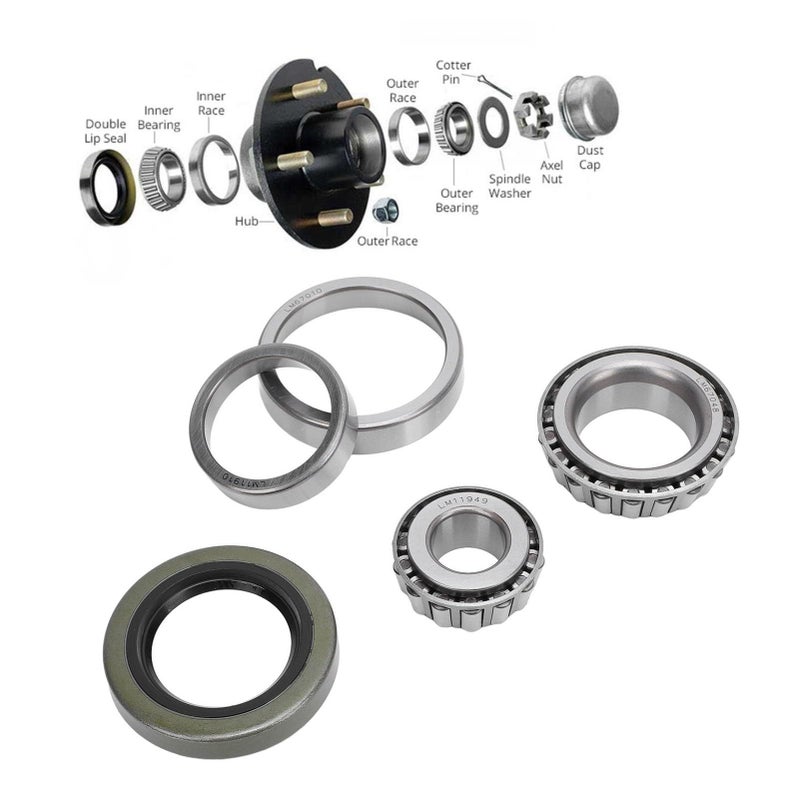 Trailer Wheel Bearing Kit with Protector and Oil Seal for 3 4in 1 1 4in Axles Cr Steel Alloy 5PCS - Image 4