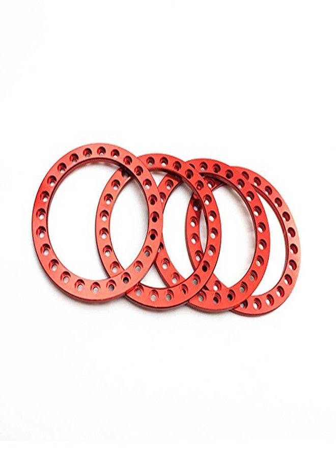 RCLIONS 4pcs Aluminum Replacement Wheel Rim Beadlock Ring for 1:10 RC Crawler Car 1.9" RC Wheels/Rims (Red) - Image 1