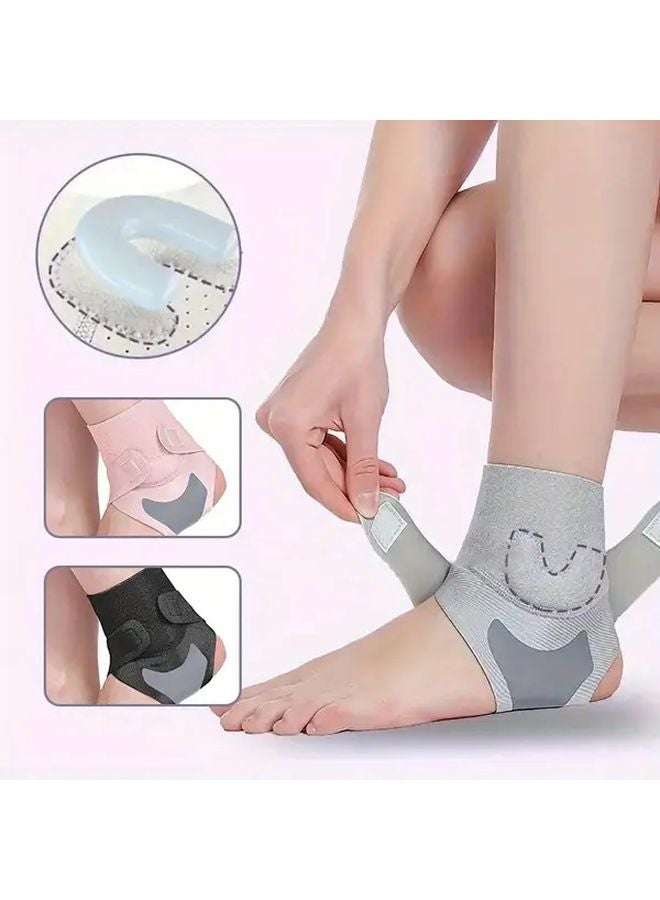 Gray Adjustable Ankle Support Brace Lightweight Anti Sprain Sports Foot Protection - Image 2