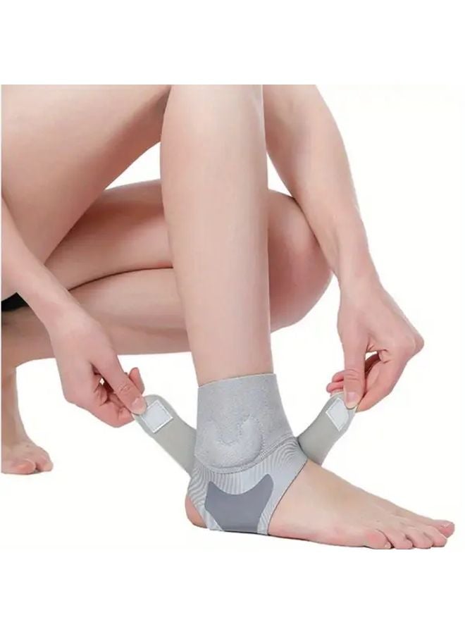 Gray Adjustable Ankle Support Brace Lightweight Anti Sprain Sports Foot Protection - Image 4