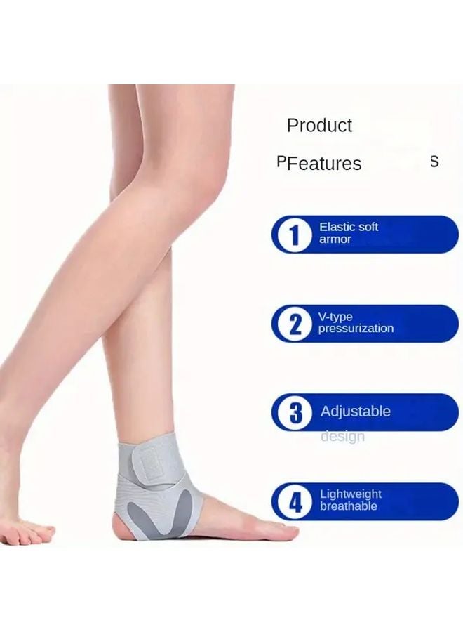 Gray Adjustable Ankle Support Brace Lightweight Anti Sprain Sports Foot Protection - Image 3