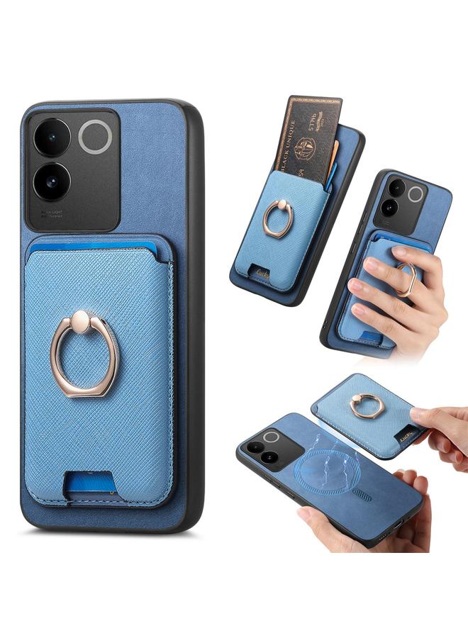 erorex Case For vivo Y300+ Retro Cross Leather Ring Vertical Insert Card Bag MagSafe Phone Case - Image 1