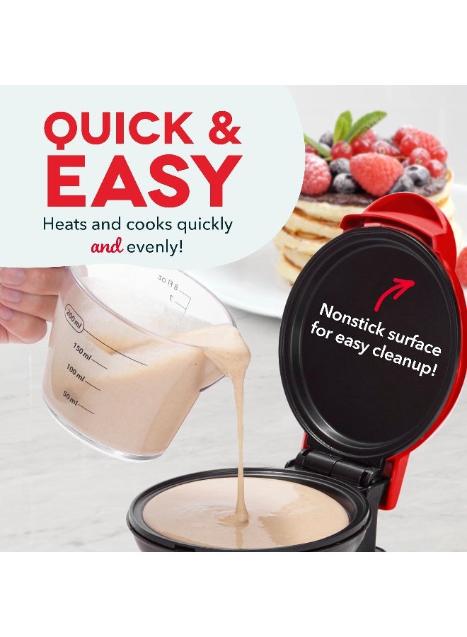 Dash DASH Mini Maker Electric Round Griddle for Individual Pancakes Cookies Eggs  other on the go Breakfast Lunch  Snacks with Indicator Light  Included Recipe Book  Red  - Image 3
