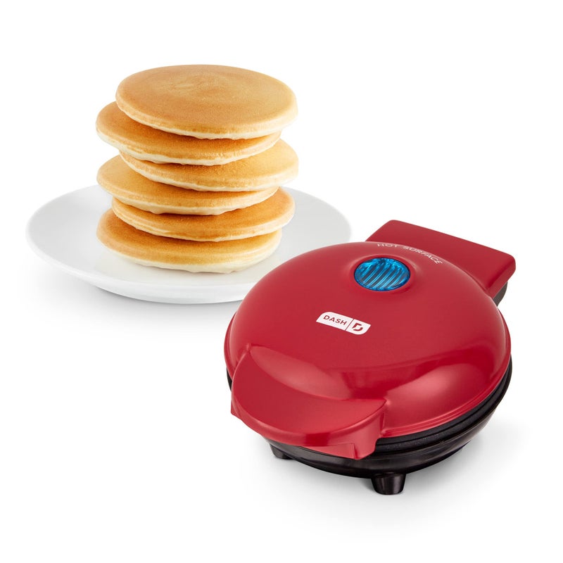 Dash DASH Mini Maker Electric Round Griddle for Individual Pancakes Cookies Eggs  other on the go Breakfast Lunch  Snacks with Indicator Light  Included Recipe Book  Red  - Image 1