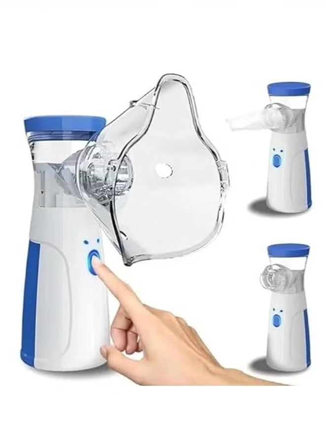 بانفيل جهاز استنشاق شبكي قابل لإعادة الشحن لتخفيف مشاكل الجهاز التنفسي - جهاز استنشاق محمول مزود بقناعين للاستنشاق وفوهة شفط واحدة وشحن USB وملحقات - للبالغين والأطفال - Image 1