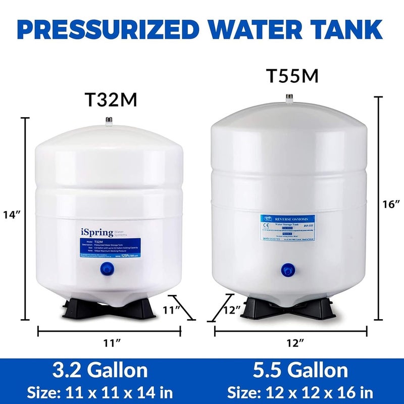 iSpring T55M 5.5 Gallon Residential Pre-Pressurized Water Storage Tank for Reverse Osmosis (RO) Systems , White - Image 5