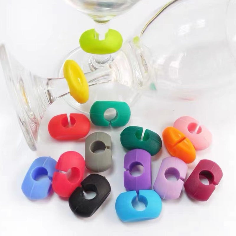 TuTuYa Wine Glass Charms - 52PCS Reusable Silicone Wine Glass Markers for Parties, Weddings, Banquets, Graduations - Image 2