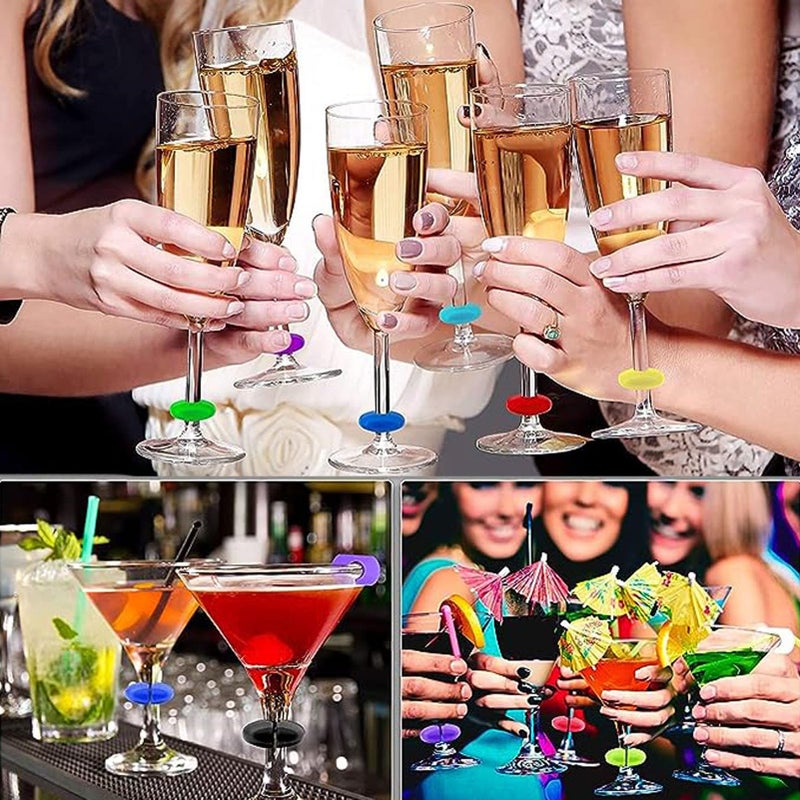 TuTuYa Wine Glass Charms - 52PCS Reusable Silicone Wine Glass Markers for Parties, Weddings, Banquets, Graduations - Image 4