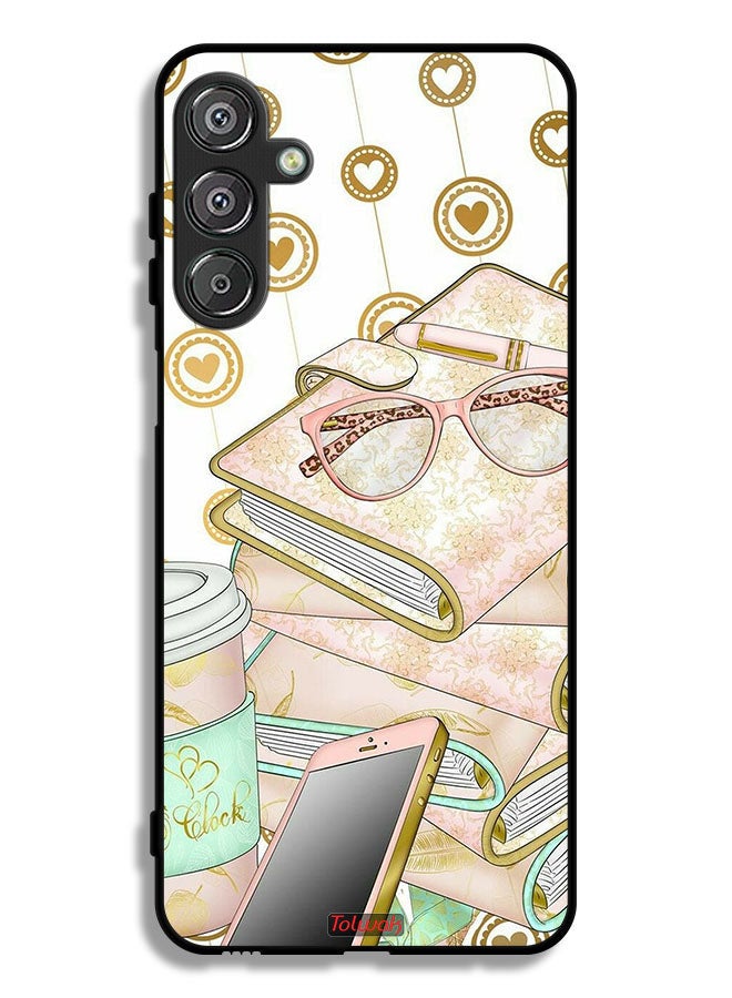Tolwak Samsung Galaxy M36 Protective Case Cover Glasses On Books - Image 1