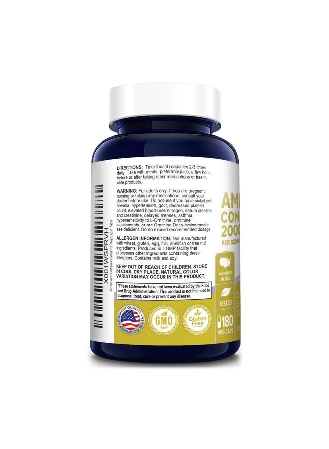 NusaPure Amino Acid Complex Blend 2000 mg-180 Caps (Non-GMO, Gluten-Free) - Image 2