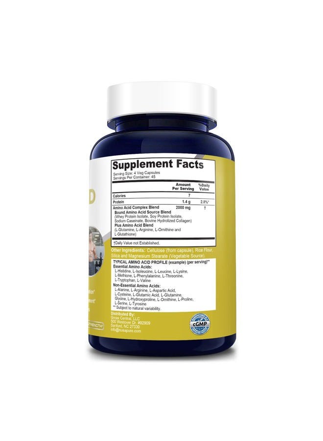 NusaPure Amino Acid Complex Blend 2000 mg-180 Caps (Non-GMO, Gluten-Free) - Image 3