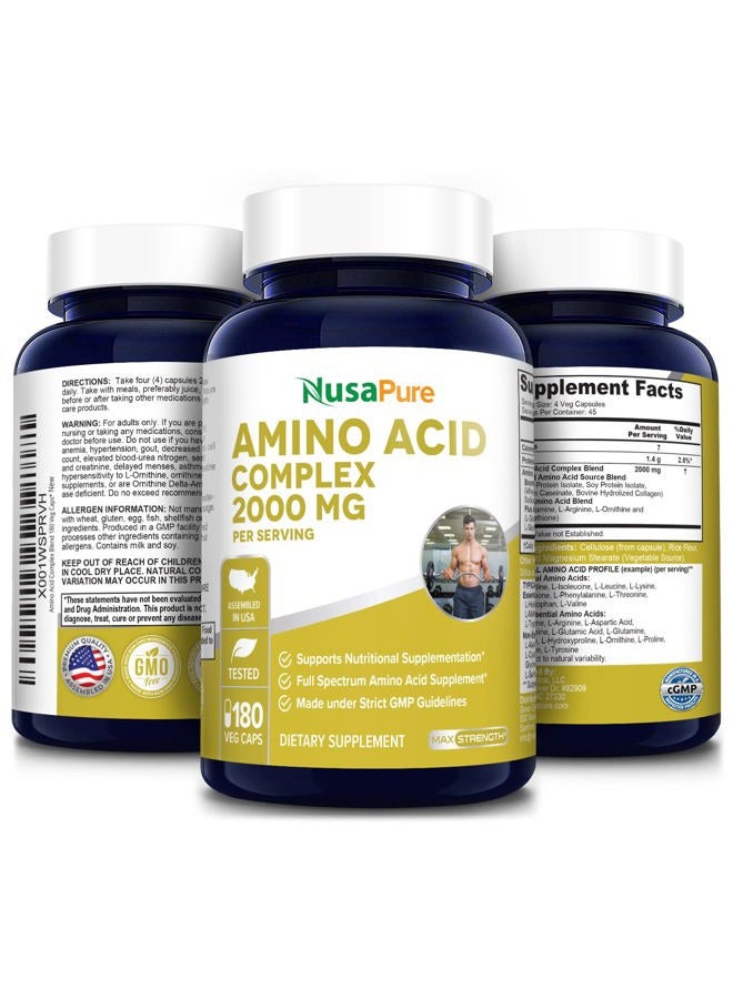 NusaPure Amino Acid Complex Blend 2000 mg-180 Caps (Non-GMO, Gluten-Free) - Image 4