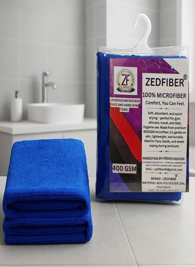 ZEDFIBER Small face Towel for Gym Men and Women 40x60 cm Microfiber supur Soft Premium Towel (Blue) - Image 1