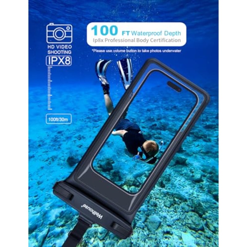 Waterproof Phone Pouch, Waterproof Phone Case for iPhone 17 16 15 14 13 Pro Max XS Samsung, IPX8 3D Cellphone Dry Bag Beach Essentials Black8.0, 8 inch - Image 2