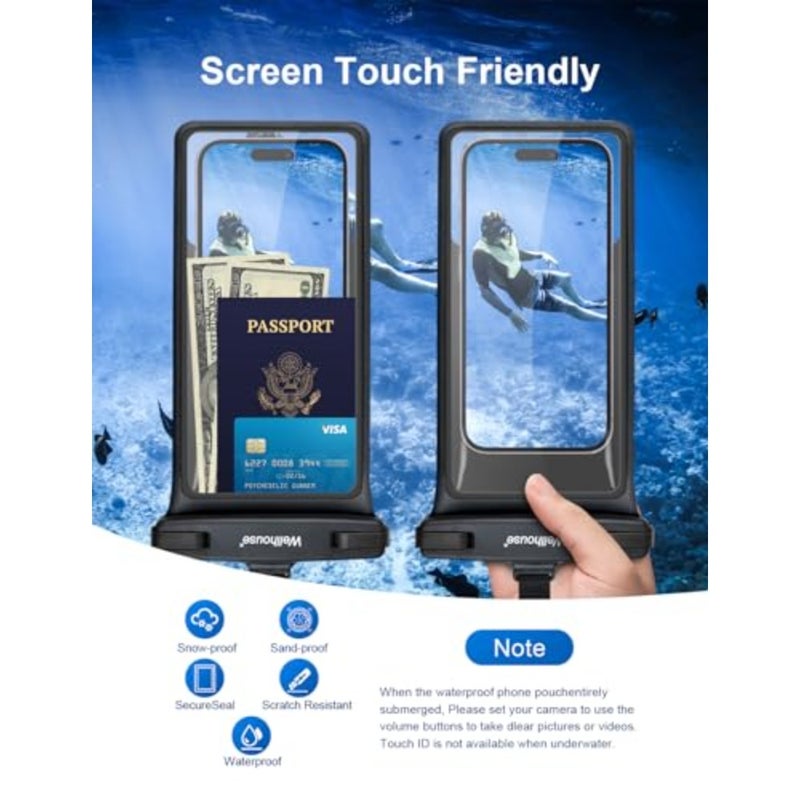 Waterproof Phone Pouch, Waterproof Phone Case for iPhone 17 16 15 14 13 Pro Max XS Samsung, IPX8 3D Cellphone Dry Bag Beach Essentials Black8.0, 8 inch - Image 3