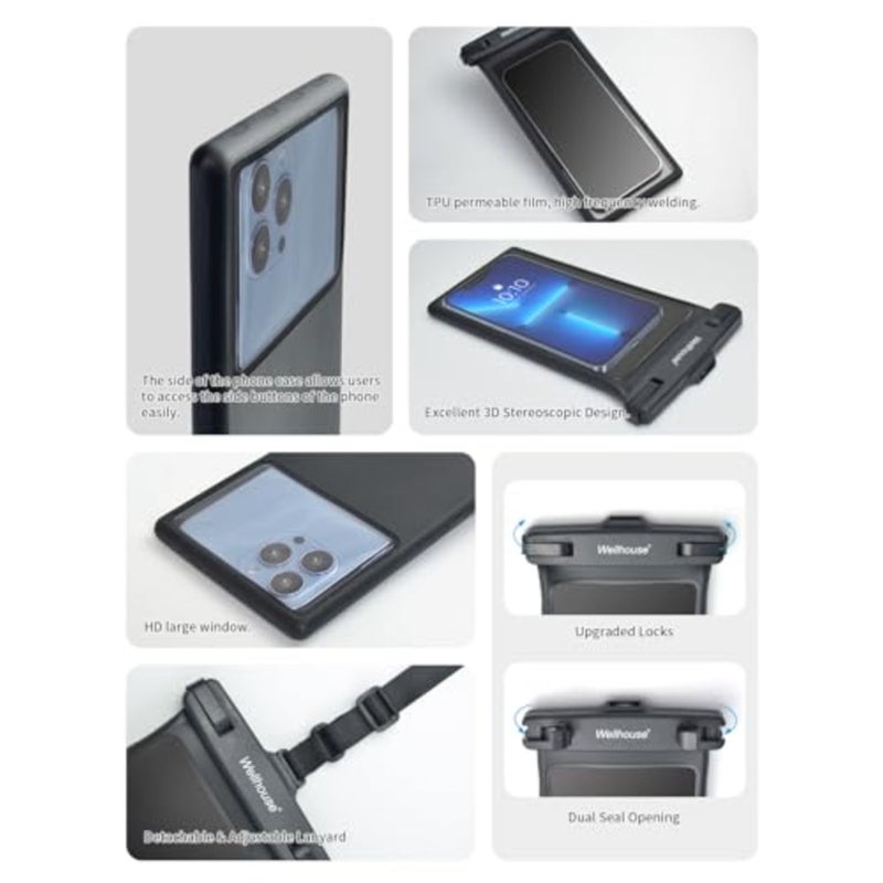Waterproof Phone Pouch, Waterproof Phone Case for iPhone 17 16 15 14 13 Pro Max XS Samsung, IPX8 3D Cellphone Dry Bag Beach Essentials Black8.0, 8 inch - Image 5