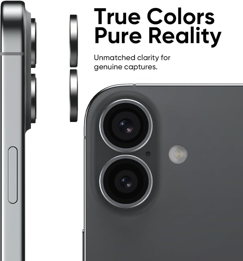 FLOLAB NanoArmour Camera Lens Protector for iPhone 17 - Durable Tempered Glass with Aluminum Ring - Black - Image 2