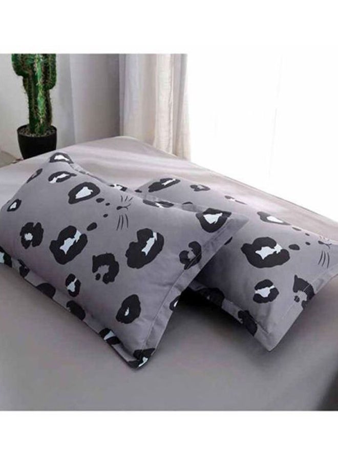 NIBEMINENT 4-Piece Printed Bedding Set Combination Grey/Black Quilt Cover 220x240 Cm, Bedsheet 230x250 Pillowcase 48x74cm - Image 3