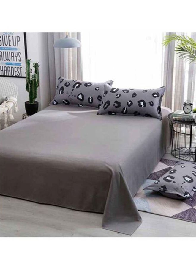 NIBEMINENT 4-Piece Printed Bedding Set Combination Grey/Black Quilt Cover 220x240 Cm, Bedsheet 230x250 Pillowcase 48x74cm - Image 2