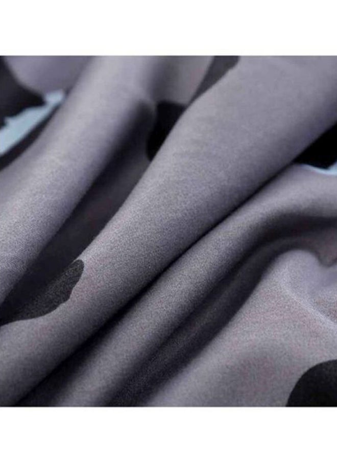 NIBEMINENT 4-Piece Printed Bedding Set Combination Grey/Black Quilt Cover 220x240 Cm, Bedsheet 230x250 Pillowcase 48x74cm - Image 4